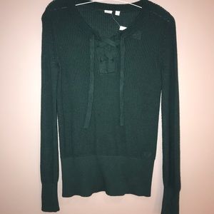 Gap Green Lace Up Sweater Top